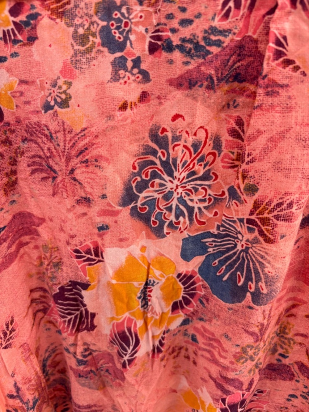 We The Free Share Good Vibes Coral Hawaiian Print Button Down Size Large - Picture 12 of 12